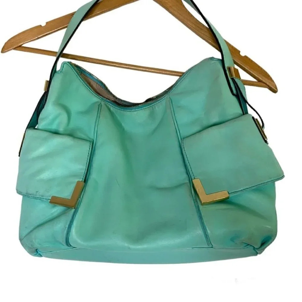 Michael Kors Aquamarine Beverly Leather medium Shoulder Bag